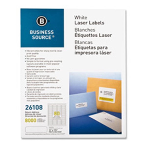 Business Source Mailing Labels-Return Address-Laser-.5 in. x 1.75 in.-8000-PK-WE BSN26108